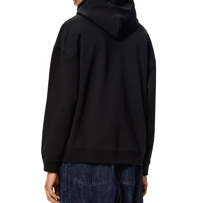 商品Loewe|【预售3-7天】LOEWE/罗意威  男士黑色棉质抓绒Anagram皮革贴片连帽衫卫衣H526Y25J12-1100,价格¥6431,第6张图片详细描述
