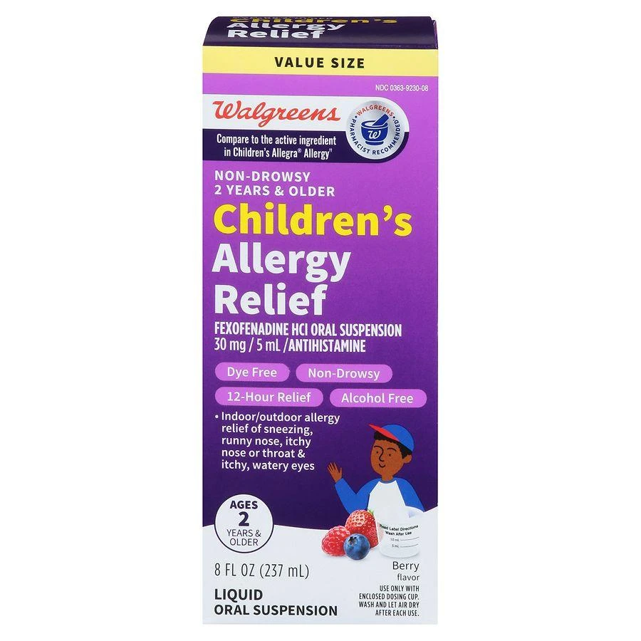 商品Walgreens|Children's Allergy Relief Dye-Free Berry,价格¥165,第1张图片