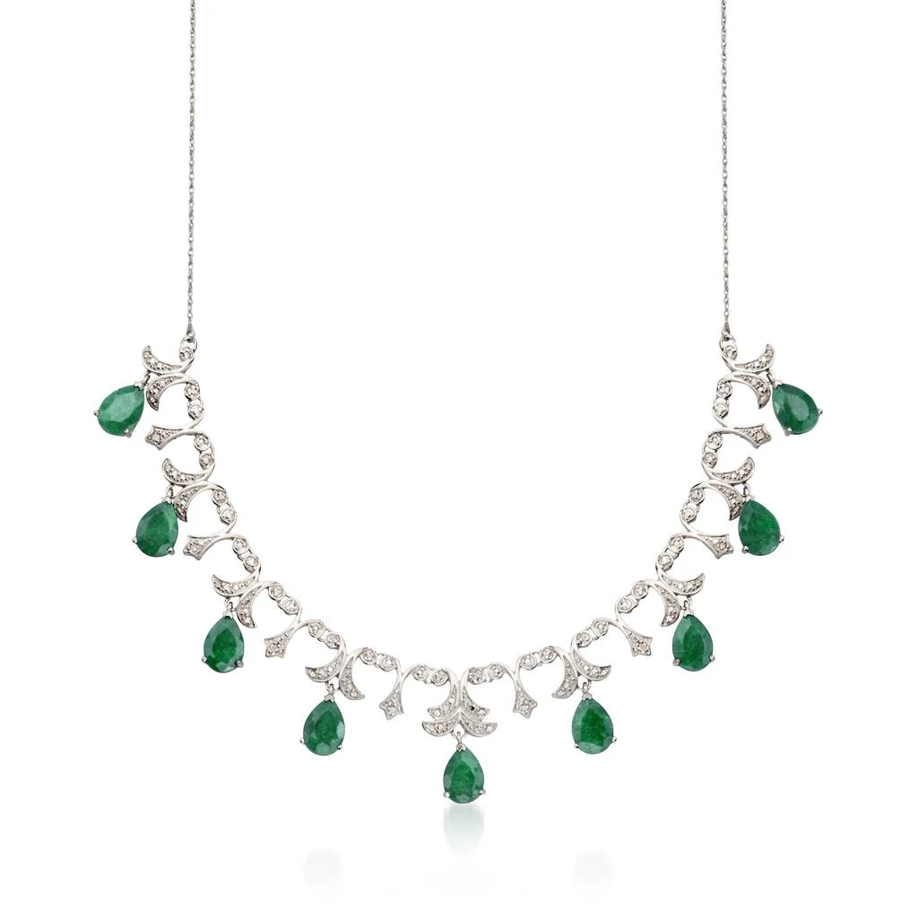 商品Ross-Simons|Emerald and . Diamond Necklace in Sterling Silver,价格¥2648,第1张图片