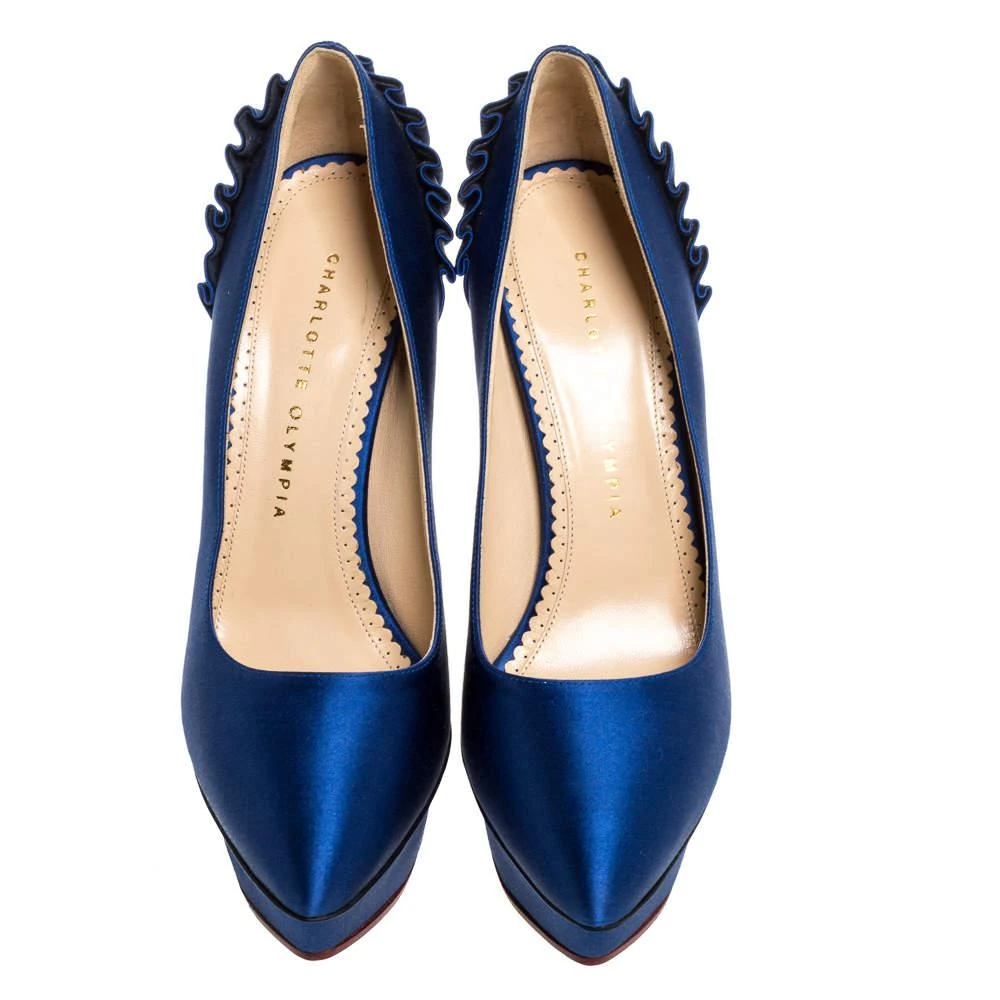 商品[二手商品] Charlotte Olympia|Charlotte Olympia Blue Satin Paloma Platform Pumps Size 37.5,价格¥1364,第3张图片详细描述