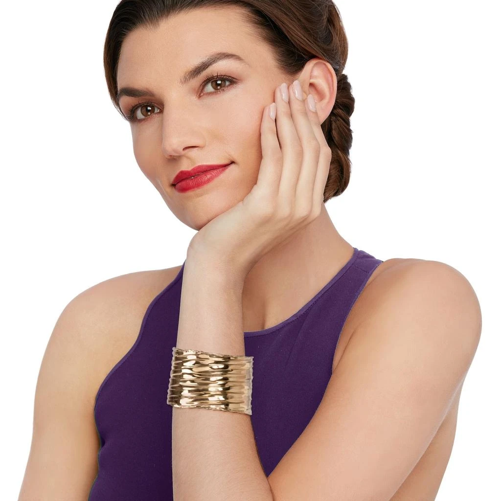商品Ross-Simons|Ross-Simons Italian 24kt Yellow Gold Over Sterling Silver Rippled Cuff Bracelet,价格¥1573,第2张图片详细描述