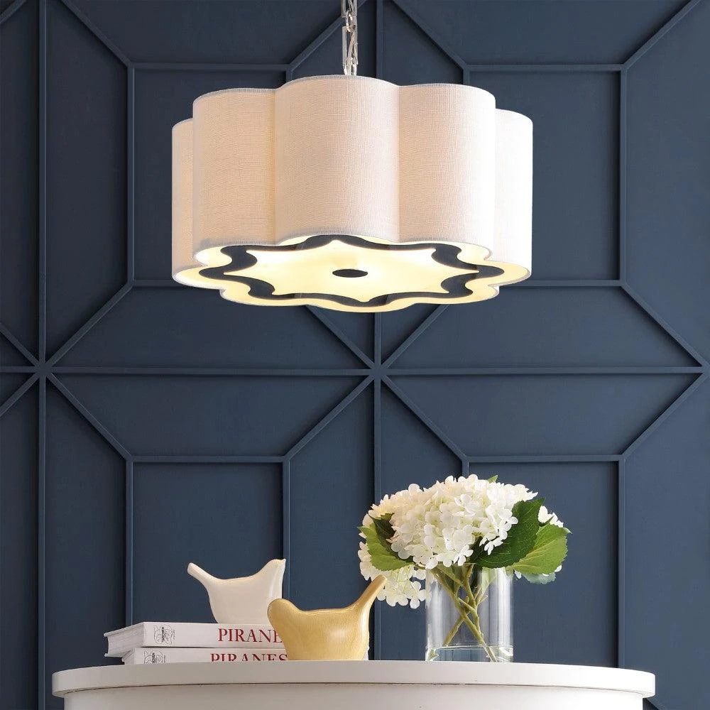 商品JONATHAN Y|Coquille 4-Light 20" Adjustable Scalloped Shade Metal LED Pendant,价格¥1819,第3张图片详细描述