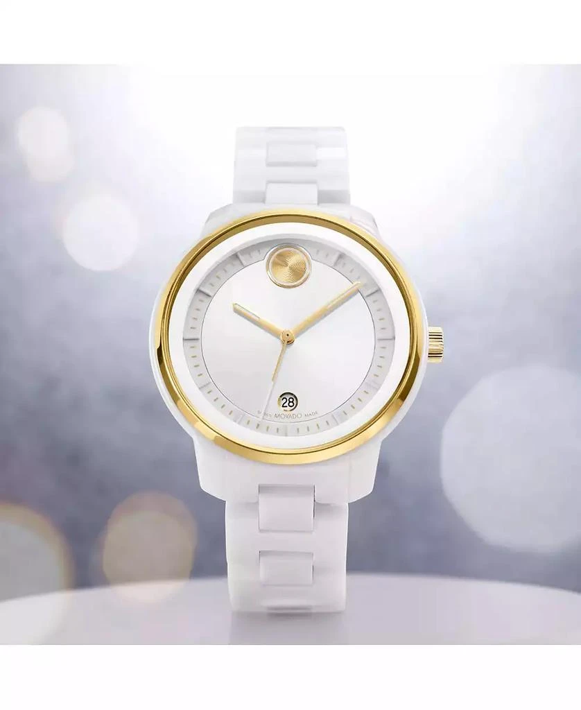 商品Movado|Women's Bold Verso Swiss Quartz White Ceramic Bracelet Watch 39mm,价格¥4705,第3张图片详细描述