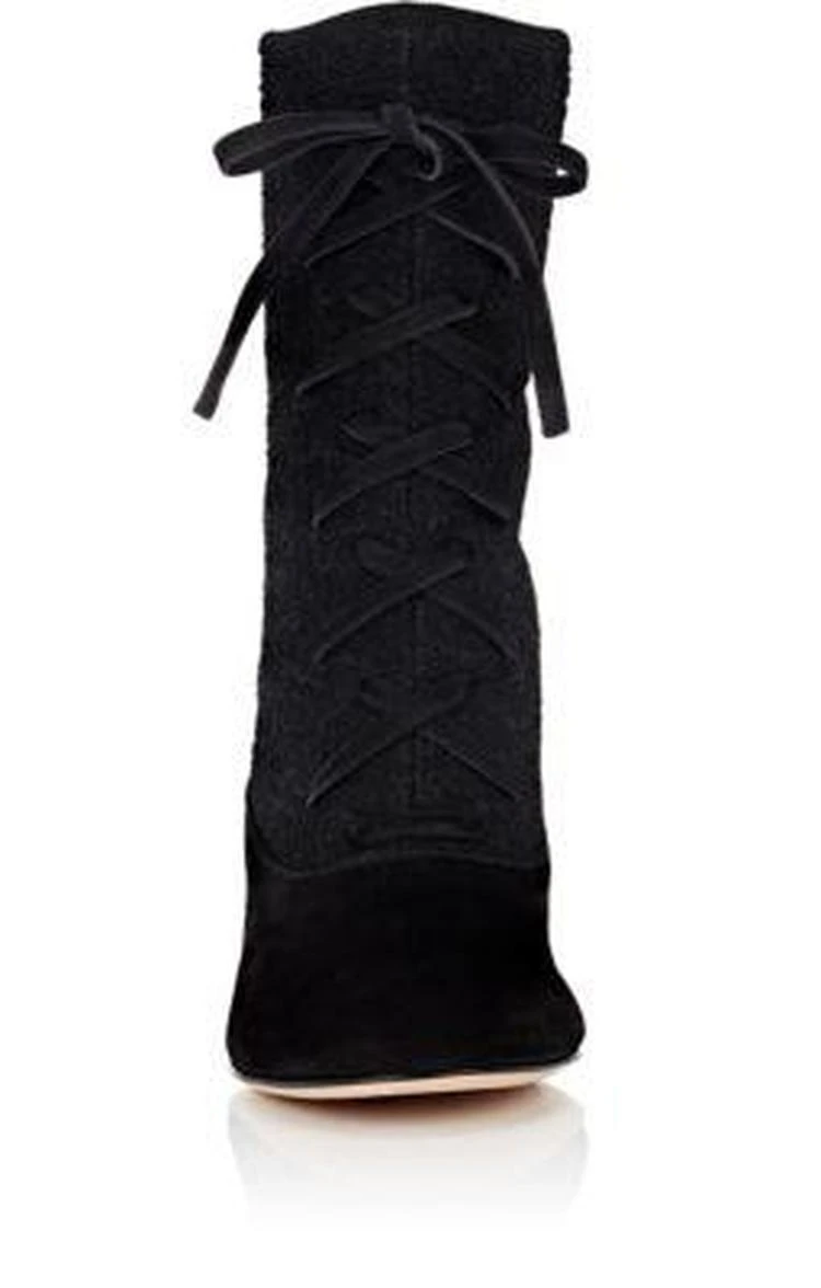 商品Gianvito Rossi|Bouclé-Knit & Suede Ankle Boots,价格¥5274,第4张图片详细描述