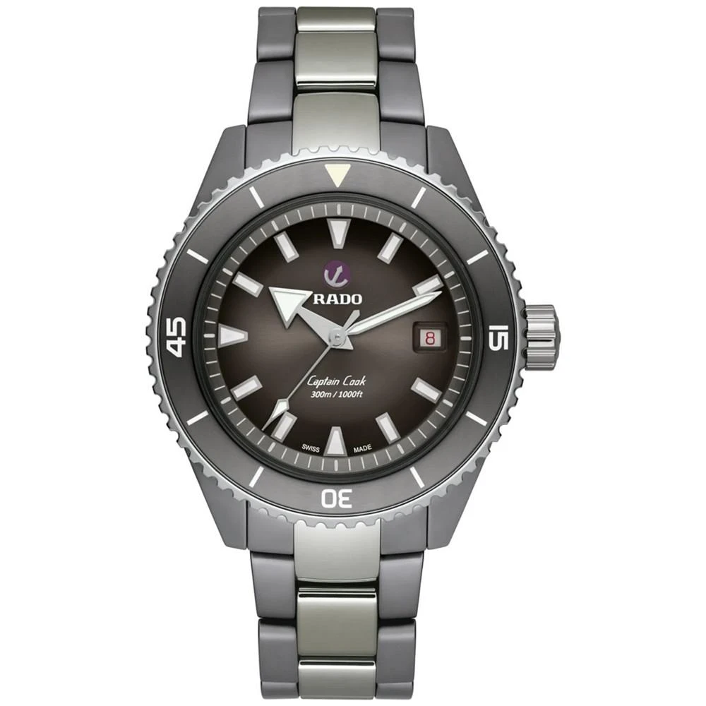 商品Rado|Men's Swiss Automatic Captain Cook Gray High Tech Ceramic Bracelet Watch 43mm,价格¥27672,第1张图片