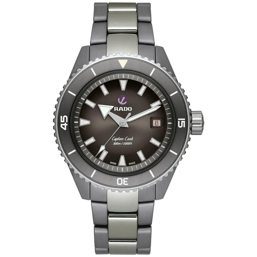 商品Rado|Men's Swiss Automatic Captain Cook Gray High Tech Ceramic Bracelet Watch 43mm,价格¥26265,第1张图片