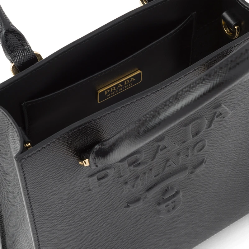 PRADA/普拉达 22新款 女士小号黑色saffiano皮革珐琅徽标拆卸织物肩带单肩手提斜挎包1BA333_NZV_F0002_V_N2A 商品