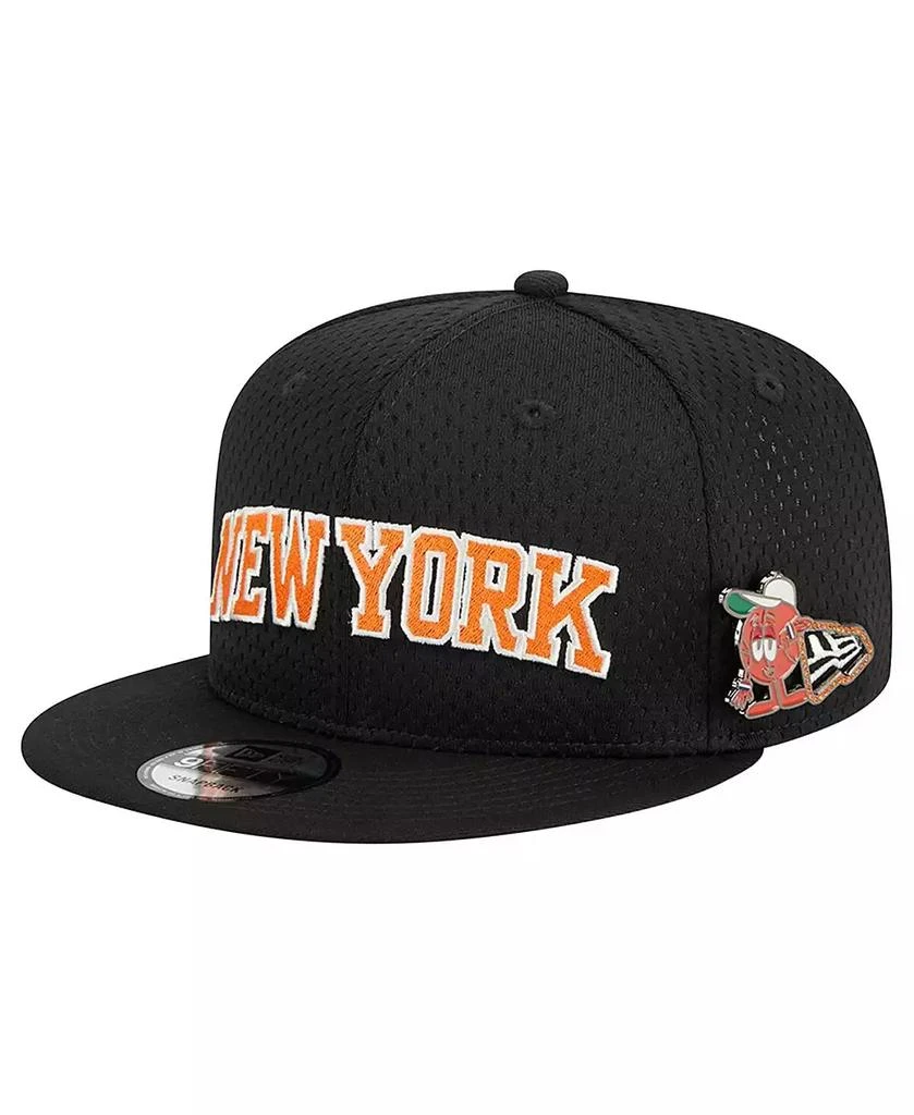 商品New Era|Men's Black New York Knicks Post-Up Pin Mesh 9FIFTY Snapback Hat,价格¥277,第1张图片