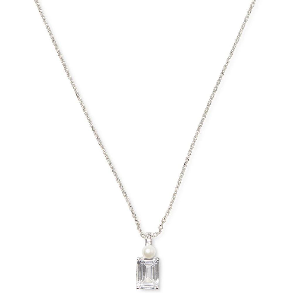 商品Kate Spade|Silver-Tone Cubic Zirconia & Imitation Pearl Pendant Necklace, 17" + 3" extender,价格¥191,第5张图片详细描述
