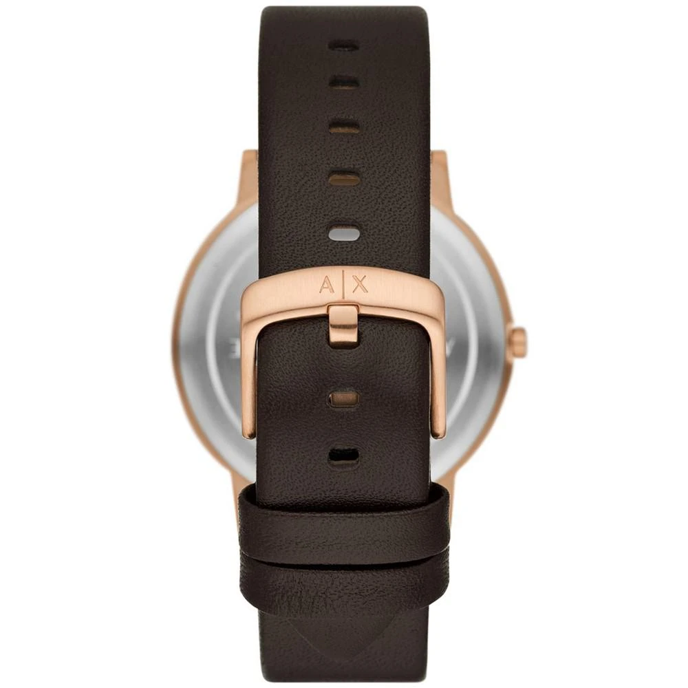 商品Armani Exchange|Men's Quartz Two Hand Brown Leather Watch 40mm,价格¥882,第3张图片详细描述