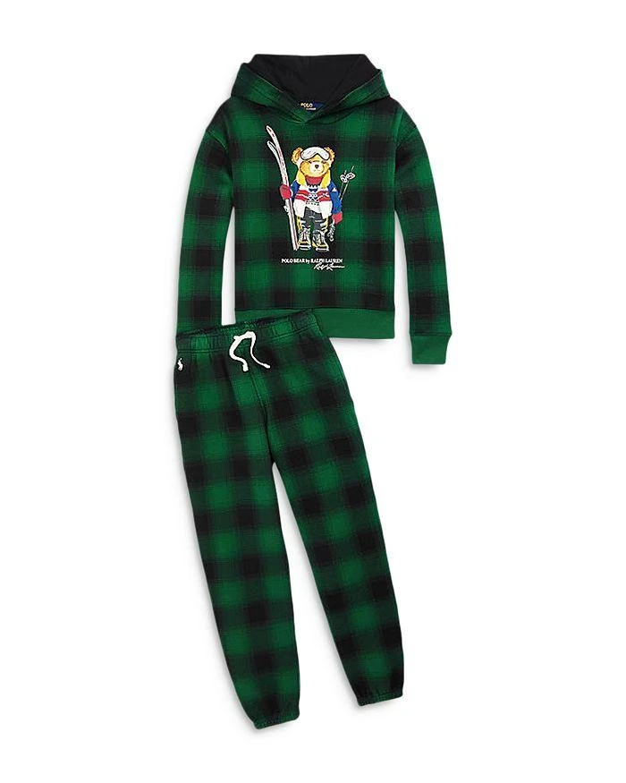 商品Ralph Lauren|Girls' Polo Bear Plaid Fleece Hoodie - Big Kid,价格¥357,第4张图片详细描述