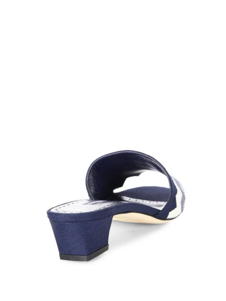 商品Manolo Blahnik|Lochba 30 Chevron Linen Slides,价格¥2248,第2张图片详细描述