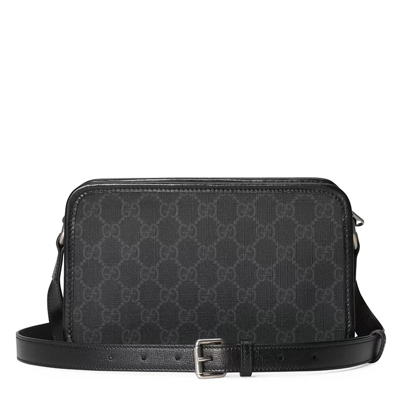 商�品Gucci|【预售3-7天】GUCCI/古驰 22春夏新款 男士迷你黑色老花帆布同色系皮革滚边皮质黑色徽标银扣拉链开合斜跨单肩包‎65857292TCN1000,价格¥7958,第5张图片详细描述