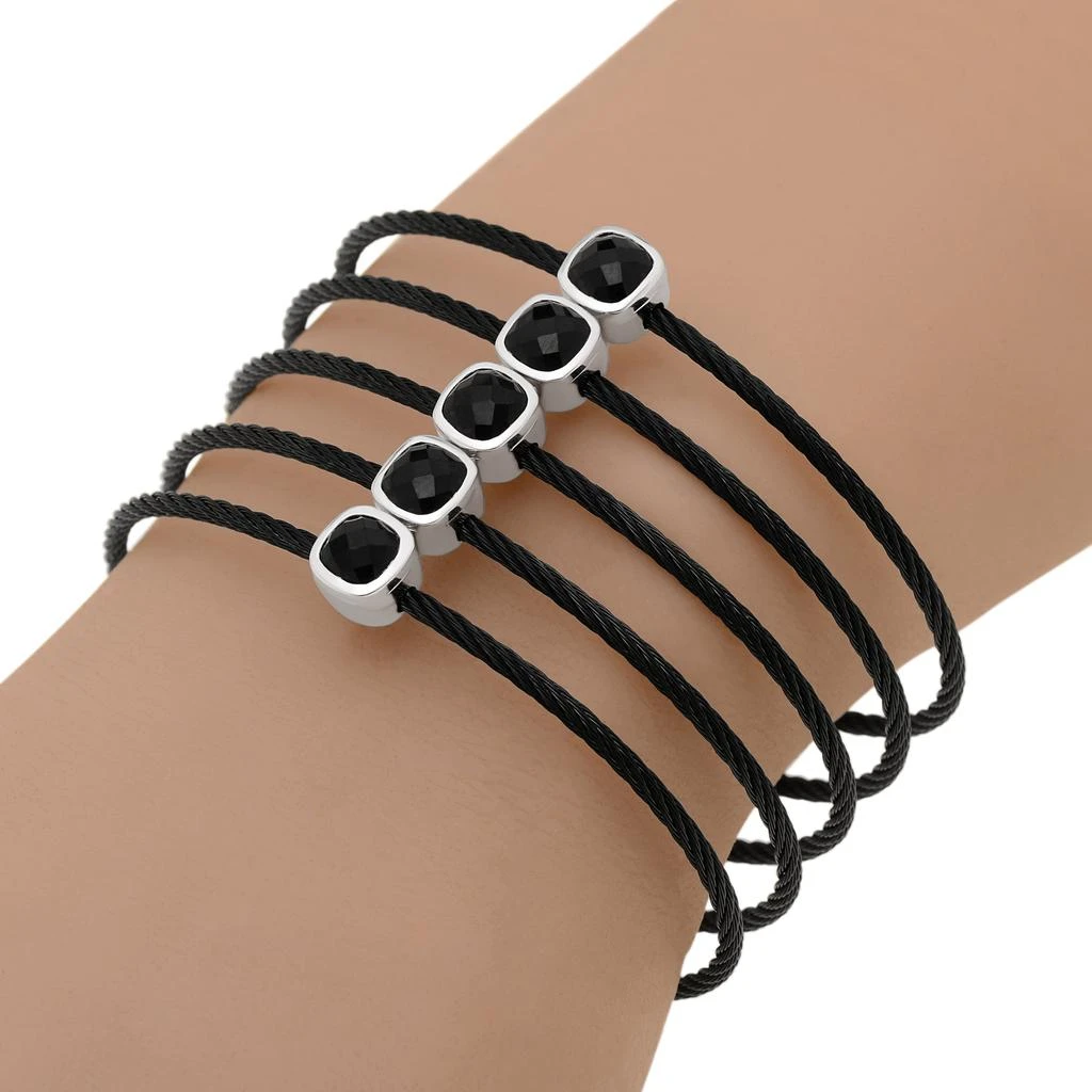 商品ALOR|Alor Stainless Steel and 18K White Gold Black Onyx Wide Black Cable Bracelet,价格¥2609,第2张图片详细描述