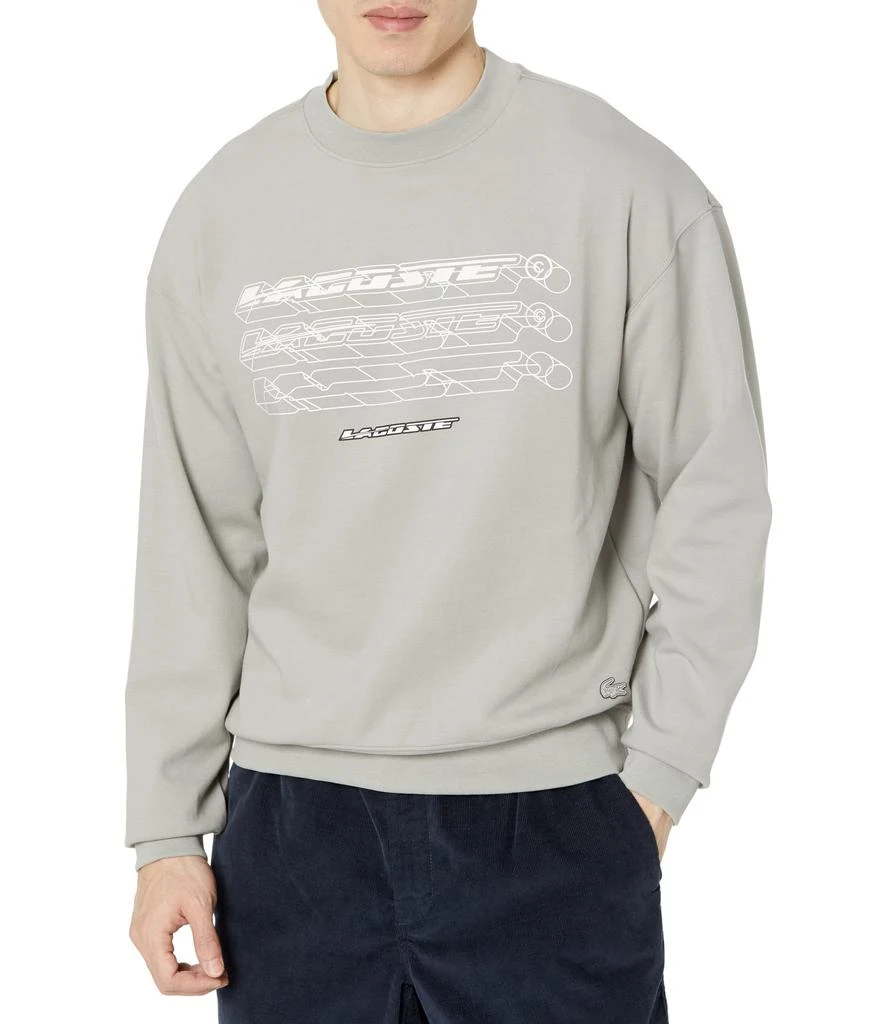 商品Lacoste|Long Sleeve Loose Fit Double Face Front Graphic Crew Neck Sweatshirt,价格¥708,第1张图片