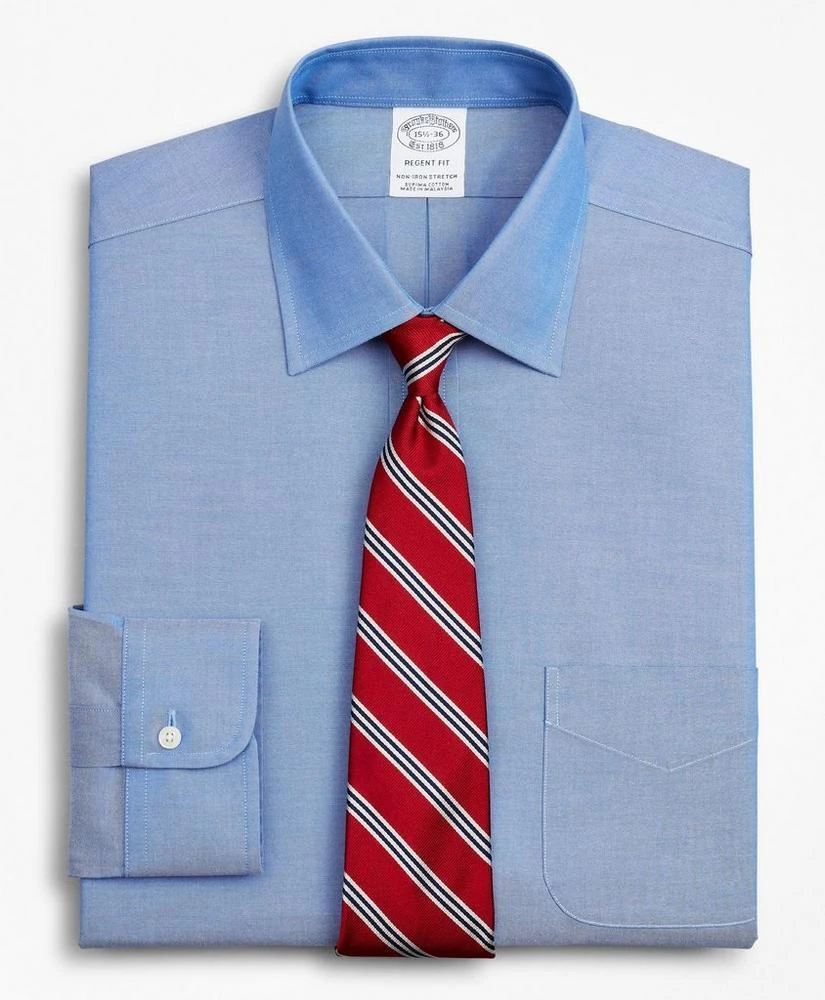 商品Brooks Brothers|Stretch Regent Regular-Fit  Dress Shirt, Non-Iron Pinpoint Ainsley Collar,价格¥910,第1张图片