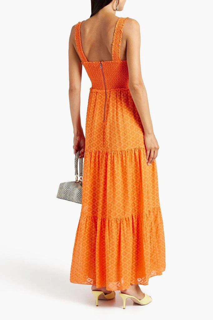 商品Alice + Olivia|Neva smocked silk and cotton-blend fil coupé maxi dress,价格¥1111,第3张图片详细描述