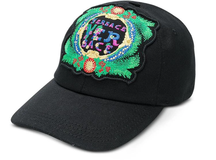 商品Versace|Versace 范思哲 黑色棉质中性棒球帽配Beverly Palm 刺绣,价格¥1420,第1张图片