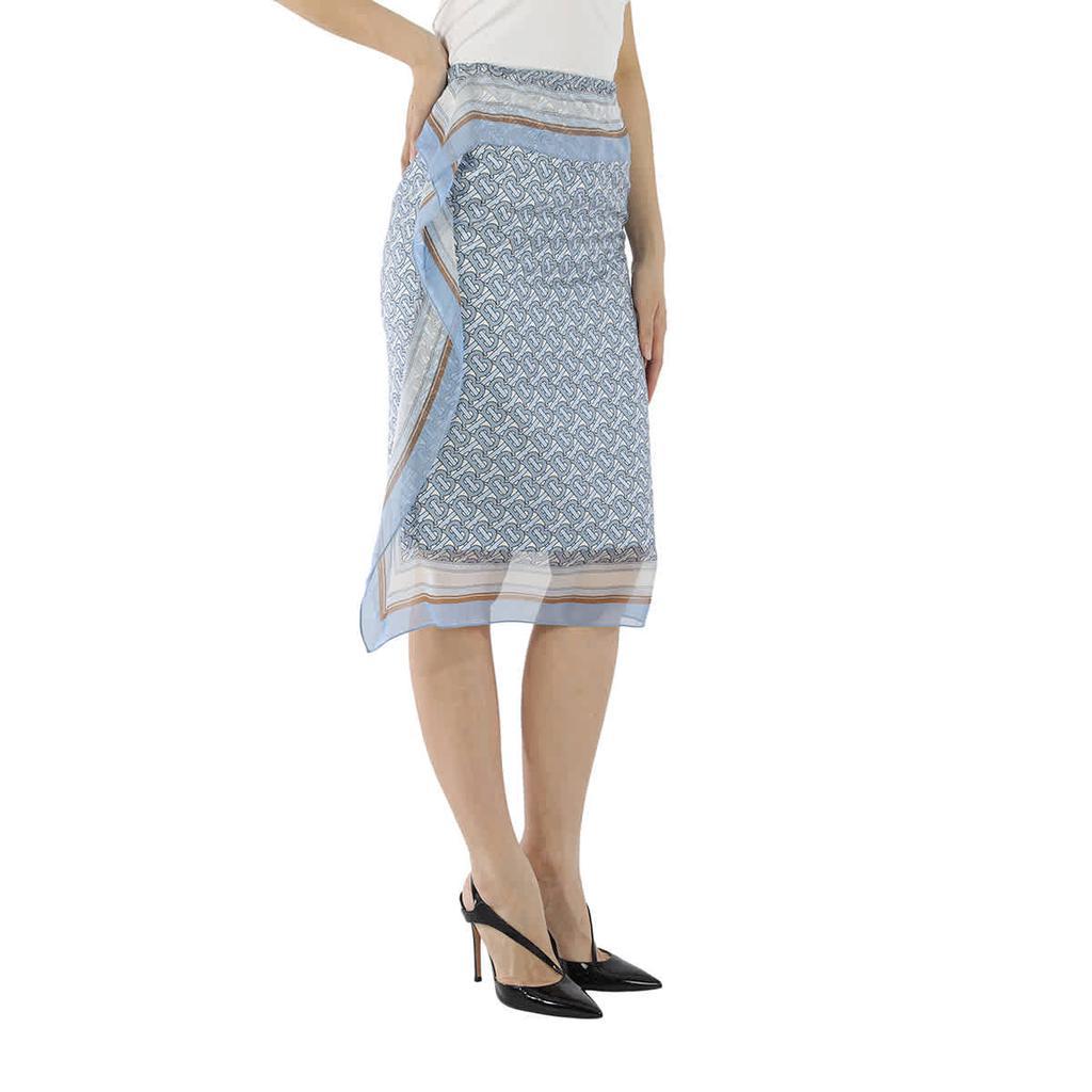 商品Burberry|Monogram Print Scarf Detail Silk Pencil Skirt,价格¥7840,第4张图片详细描述