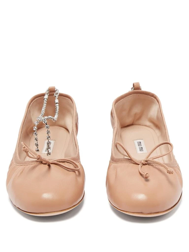 商品Miu Miu|Crystal-anklet leather ballet flats,价格¥1818,第5张图片详细描述