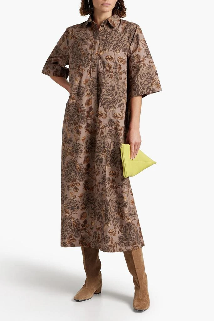 商品Ganni|Floral-print organic cotton-poplin midi shirt dress,价格¥1101,第4张图片详细描述