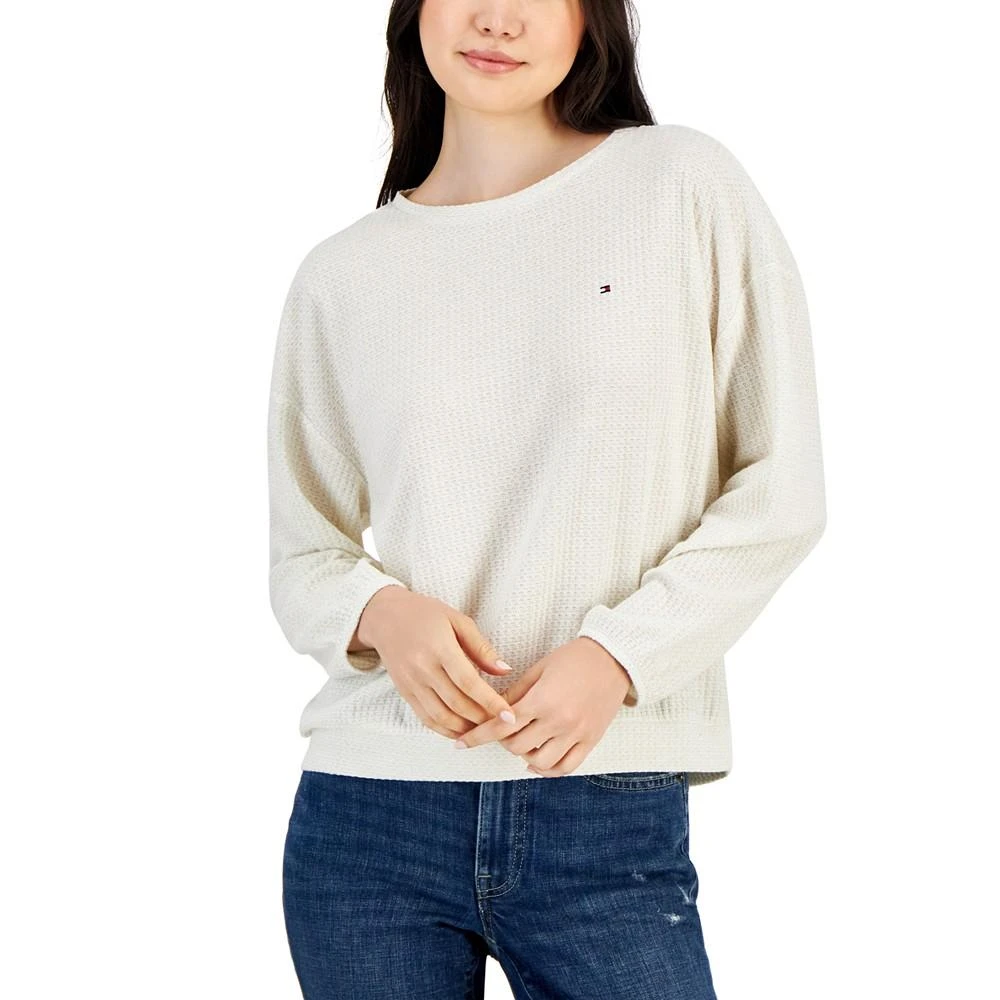 商品Tommy Hilfiger|Women's Waffled Metallic Long-Sleeve Top,价格¥174,第1张图片