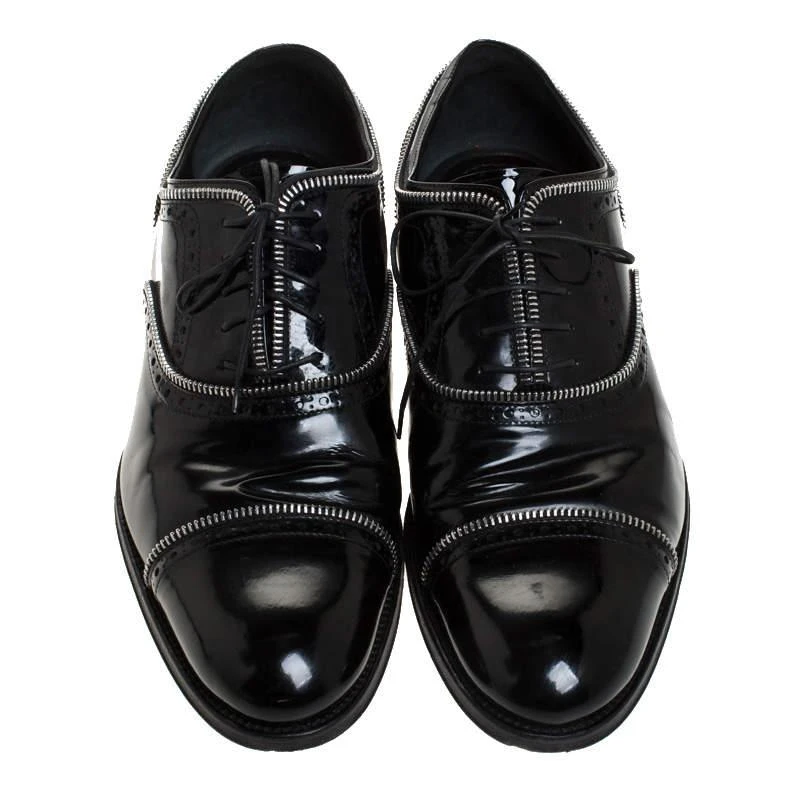 商品[二手商品] Louis Vuitton|Louis Vuitton Black Patent Leather Lace Up Oxfords Size 41.5,价格¥3944,第3张图片详细描述