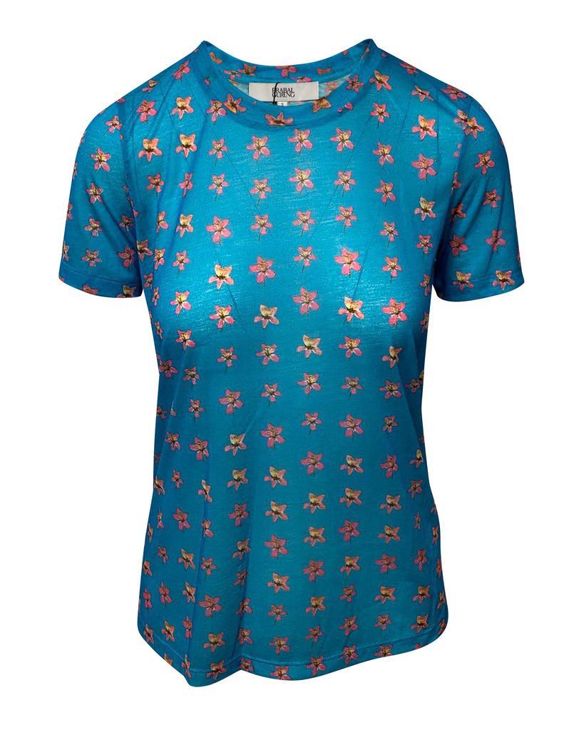 商品PRABAL GURUNG|Prabal Gurung Floral Print Top in Turquoise Polyester,价格¥818,第1张图片