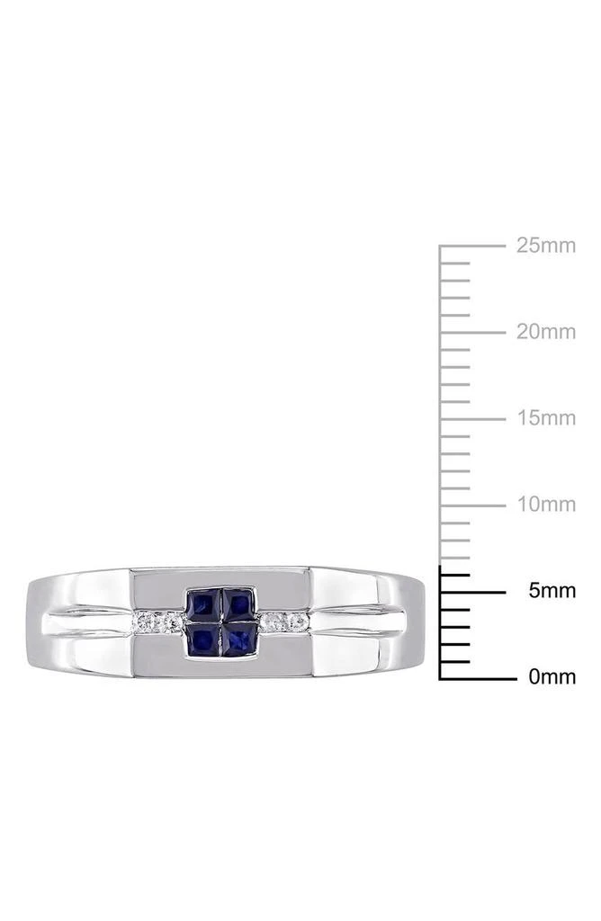 商品DELMAR|Men's Sterling Silver Blue Sapphire & Diamond Square Ring - 0.05 ctw.,价格¥1124,第2张图片详细描述