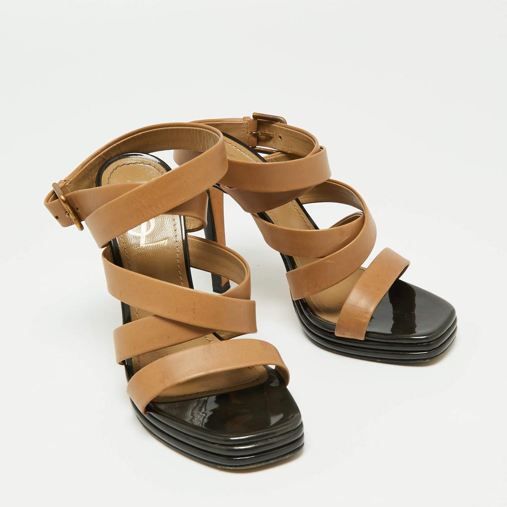 商品[二手商品] Yves Saint Laurent|Saint Laurent Paris Brown Leather Strappy Sandals Size 37,价格¥3059,第6张图片详细描述