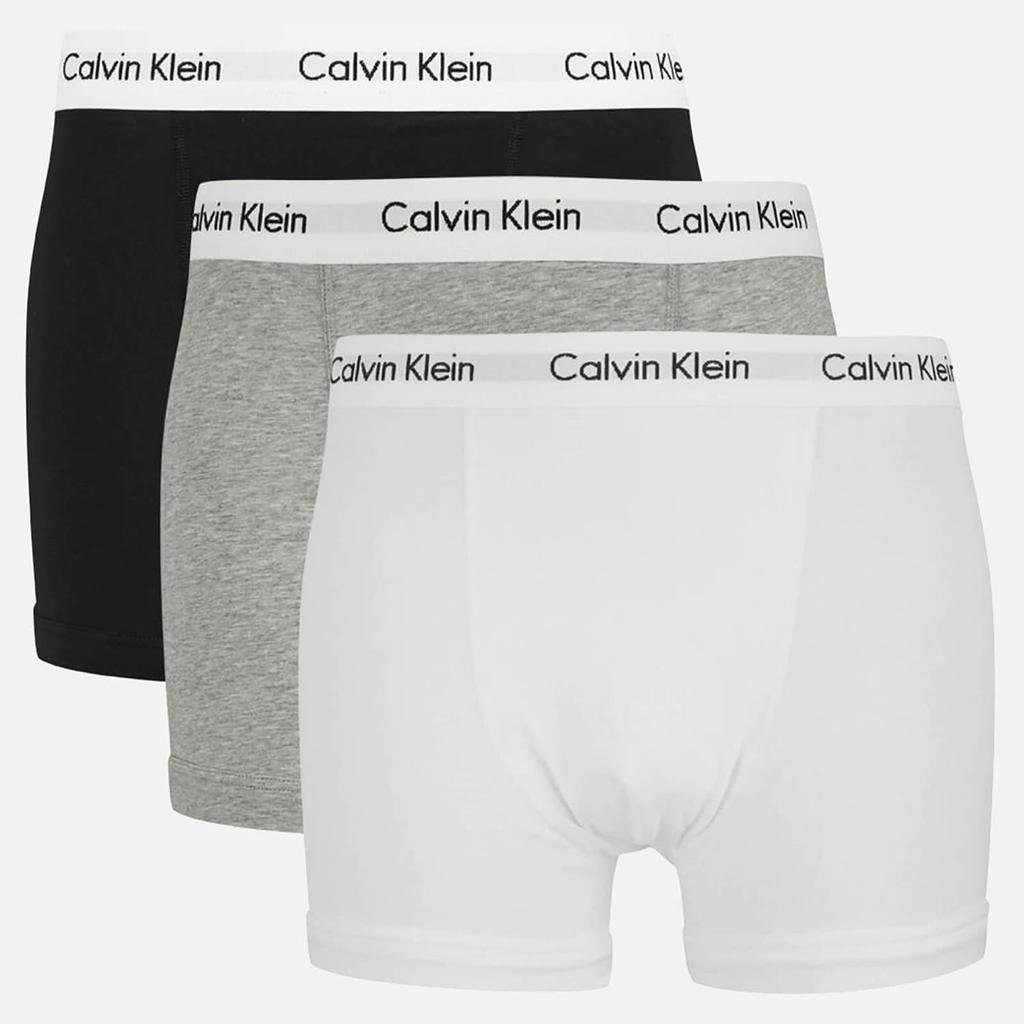 商品Calvin Klein|Calvin Klein Men's Cotton Stretch 3-Pack Trunks - Black/White/Grey Heather,价格¥357,第1张图片