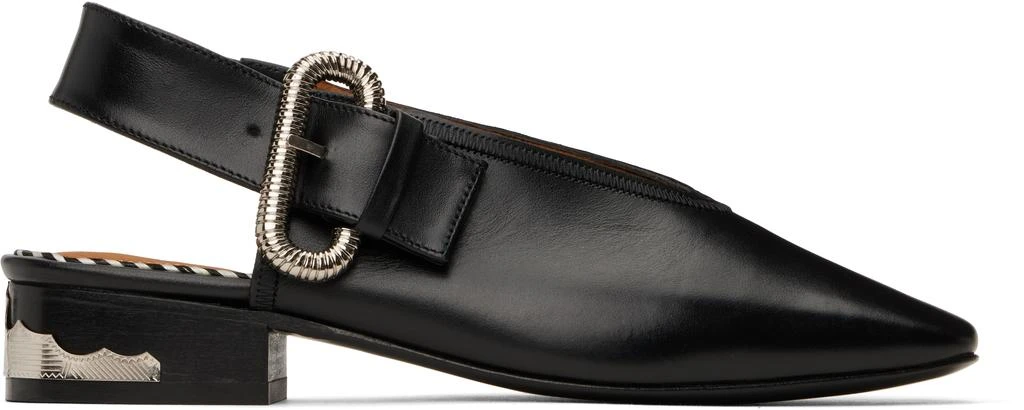 商品Toga Pulla|SSENSE Exclusive Black Leather Flats,价格¥2243,第1张图片