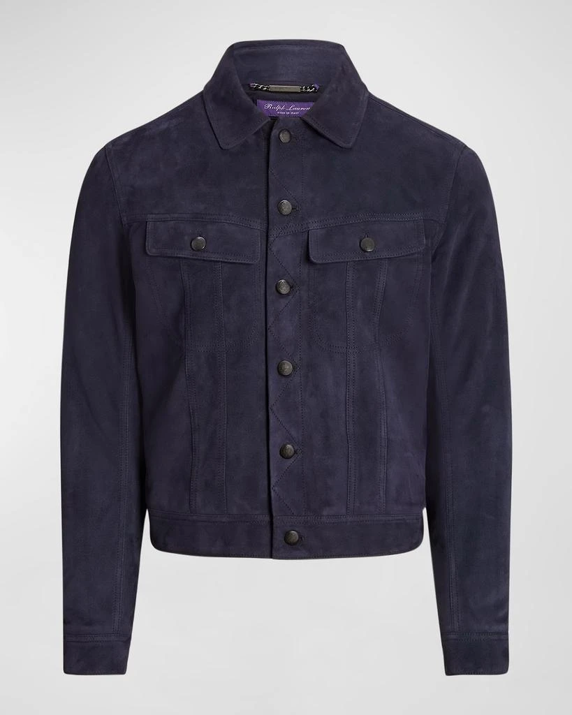 商品Ralph Lauren|Men's Clifton Suede Leather Trucker Jacket,价格¥12833,第2张图片详细描述