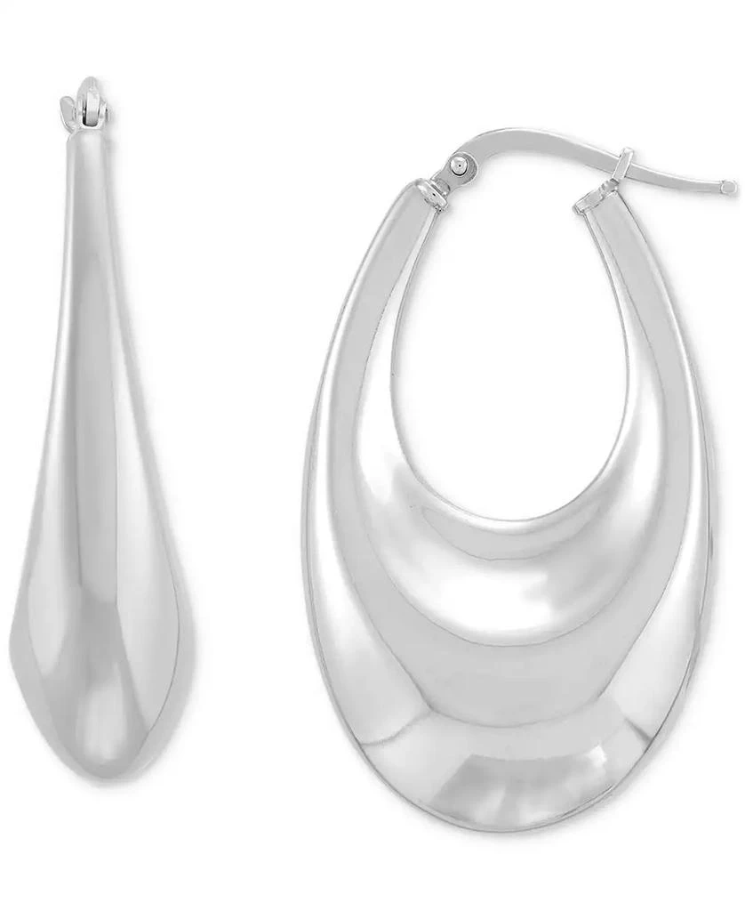 商品Italian Silver|Polished Oval Medium Hoop Earrings in Sterling Silver, 1.57",价格¥1080,第1张图片