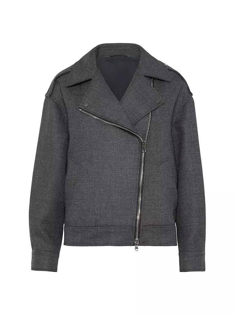 商品Brunello Cucinelli|Virgin Wool Biker Jacket with Shiny Details,价格¥33677,第1张图片