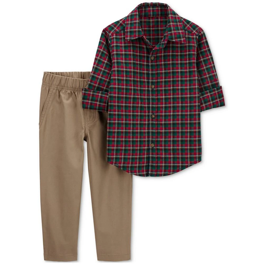 商品Carter's|Toddler Boys Cotton Plaid Button-Front Shirt and Pants, 2 Piece Set,价格¥135,第2张图片详细描述