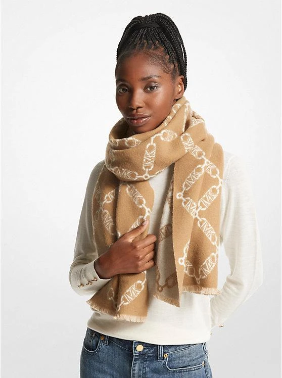 商品Michael Kors|Reversible Empire Logo Jacquard Wool and Cashmere Scarf,价格¥626,第2张图片详细描述