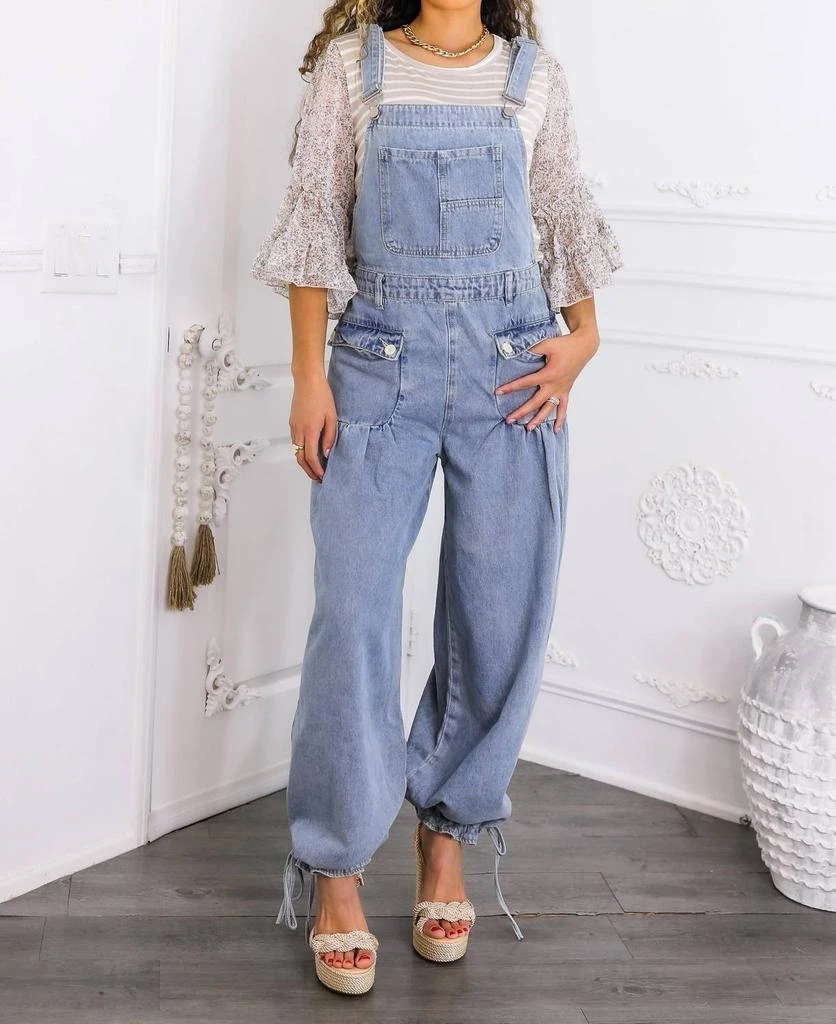 Surelymine - Women’s Relaxed Denim Overalls Wide-leg Boho Style With Pockets 商品
