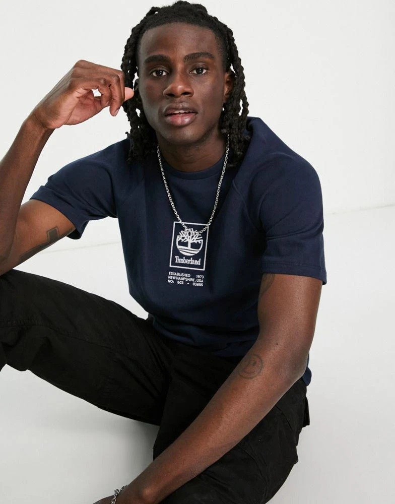 商品Timberland|Timberland Heavy weight stack t-shirt in navy,价格¥227,第1张图片