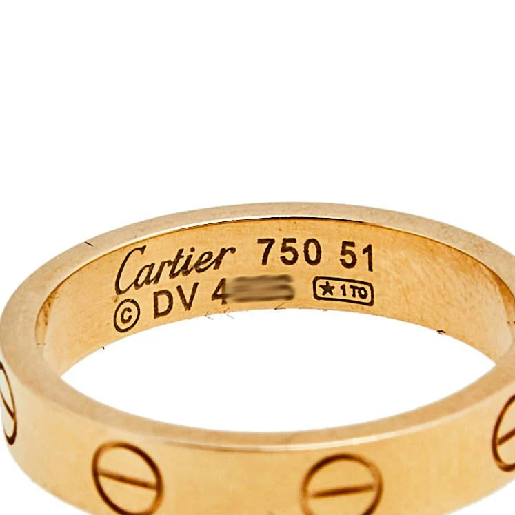  Cartier Love 18K Rose Gold Narrow Wedding Band Ring Size 51 商品