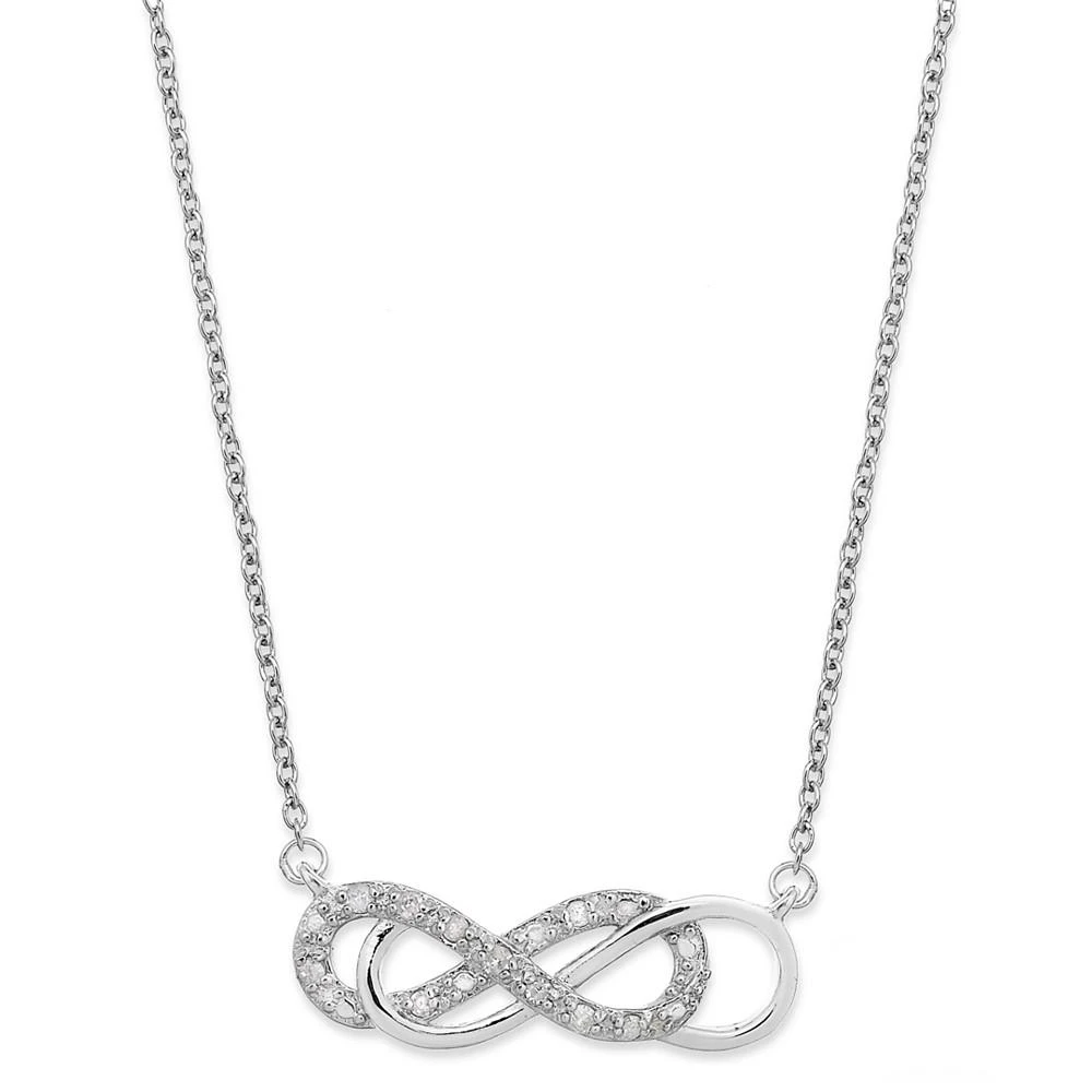 Macy's Diamond Double Infinity Pendant Necklace in Sterling Silver (1/10 ct. t.w.) 1