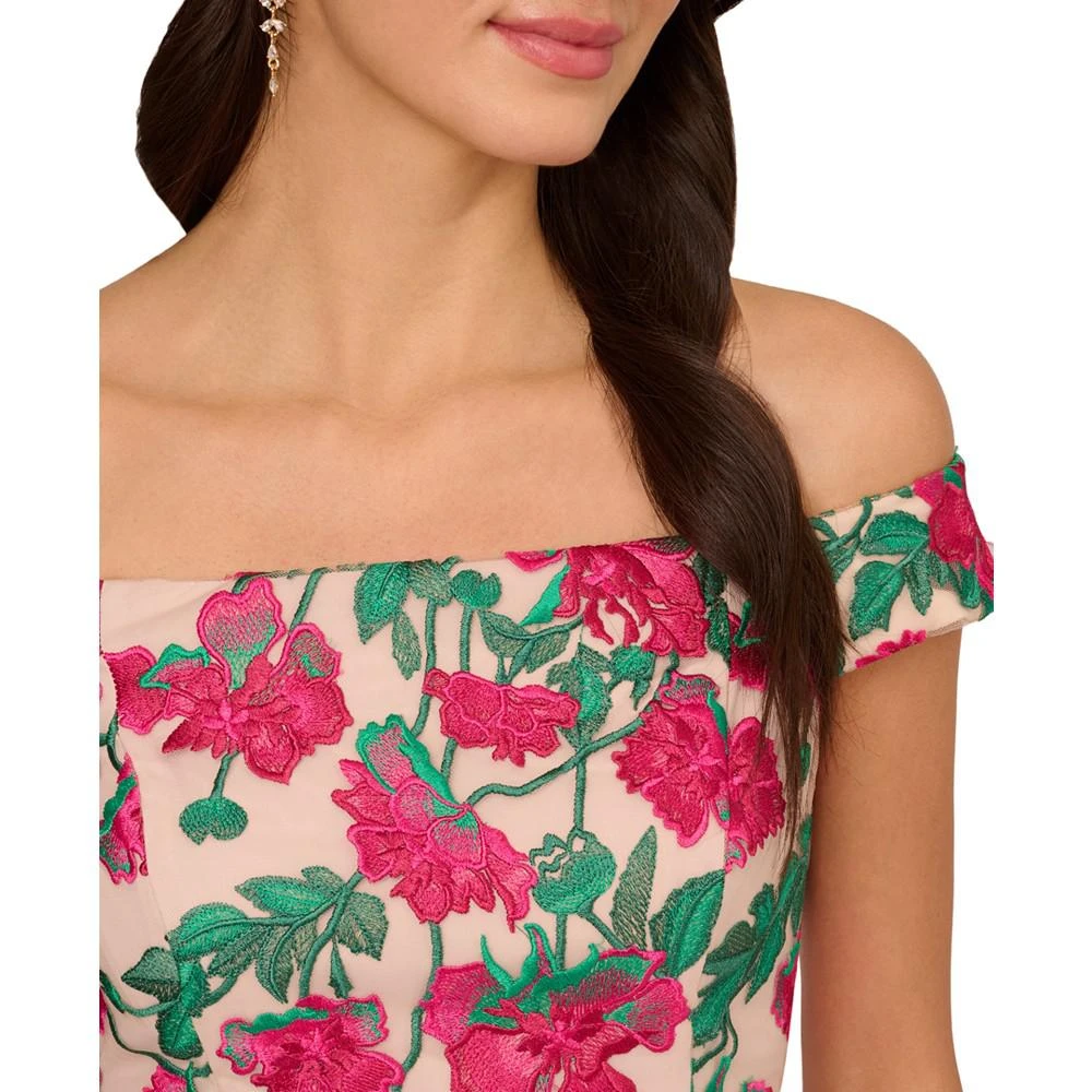 商品Adrianna Papell|Women's Cascading Florals Off-The-Shoulder Dress,价格¥891,第4张图片详细描述