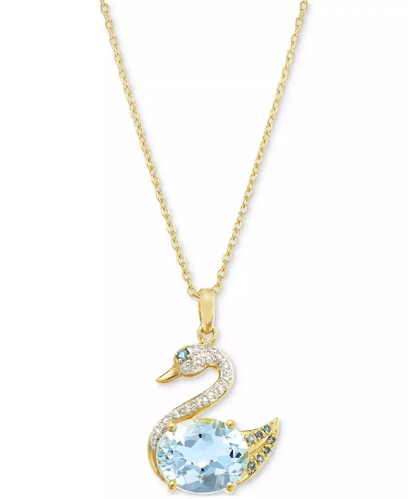 商品Macy's|Multi-Topaz Swan 18" Pendant Necklace (4-1/4 ct. t.w.) in 14k Gold-Plated Sterling Silver,价格¥1178,第1张图片