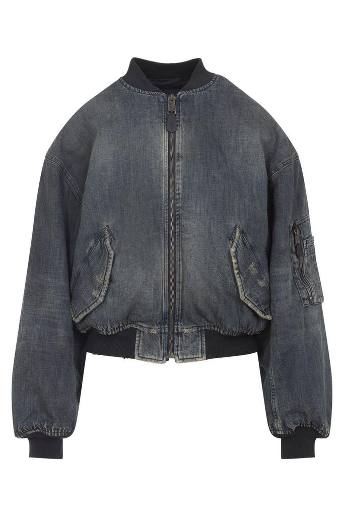 Shop Balenciaga Standard Denim Bomber Jacket on Sale at