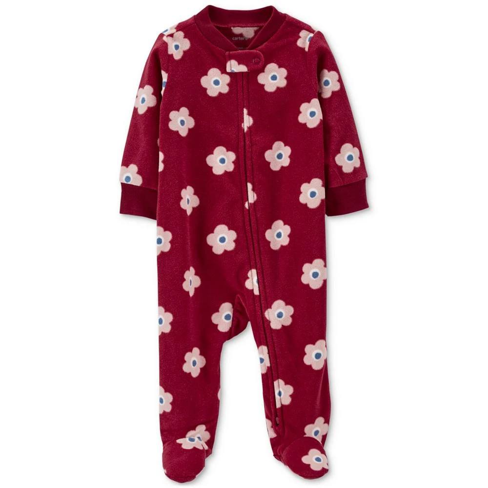 商品Carter's|Baby Girls Floral 2-Way Zip Fleece Sleep & Play Footed Coverall,价格¥120,第1张图片