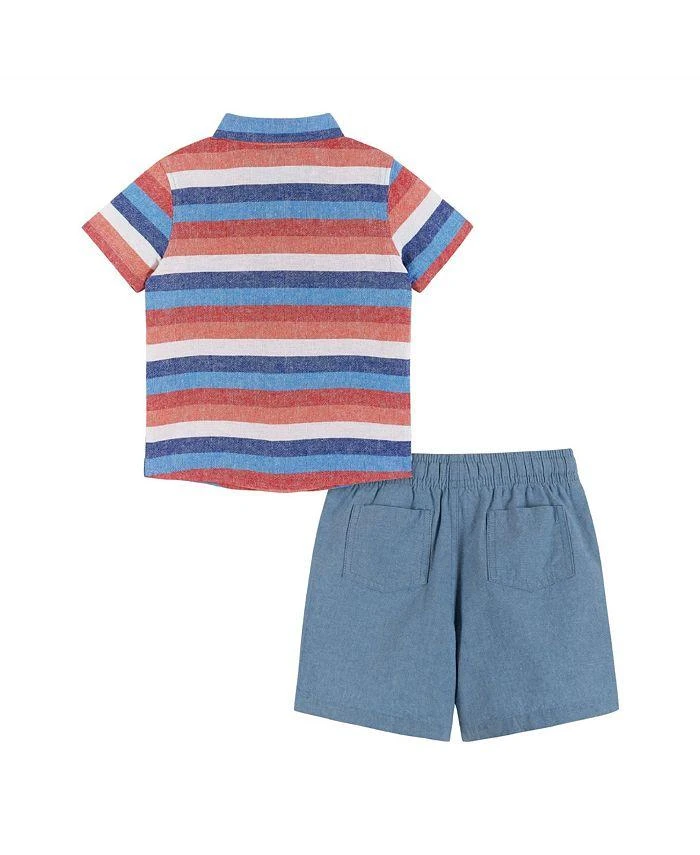 商品Andy & Evan|Boys' Red Chambray Striped Short Sleeve Buttondown Shirt & Short Set - Little Kid, Big Kid,价格¥451,第3张图片详细描述
