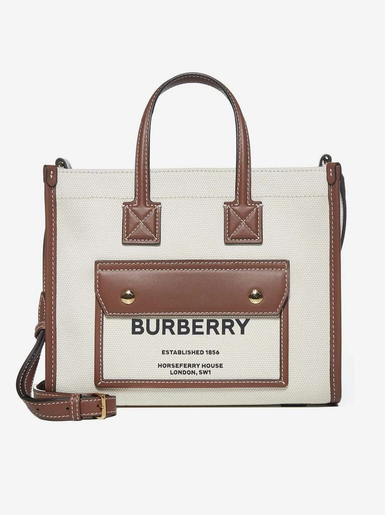 商品Burberry|Freya mini canvas and leather tote bag,价格¥7714,第1张图片