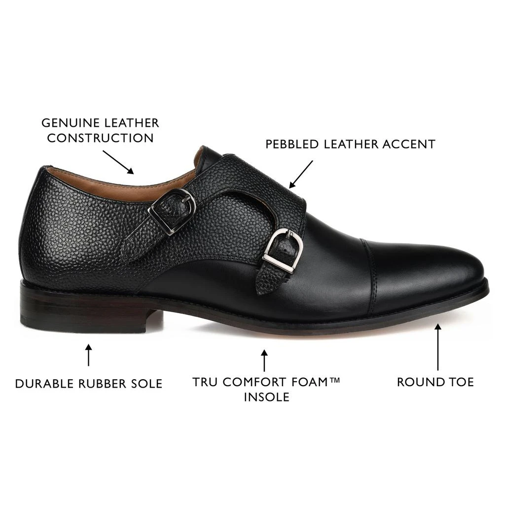 商品Thomas & Vine|Calvin Wide Width Double Monk Strap Dress Shoe,价格¥276,第5张图片详细描述