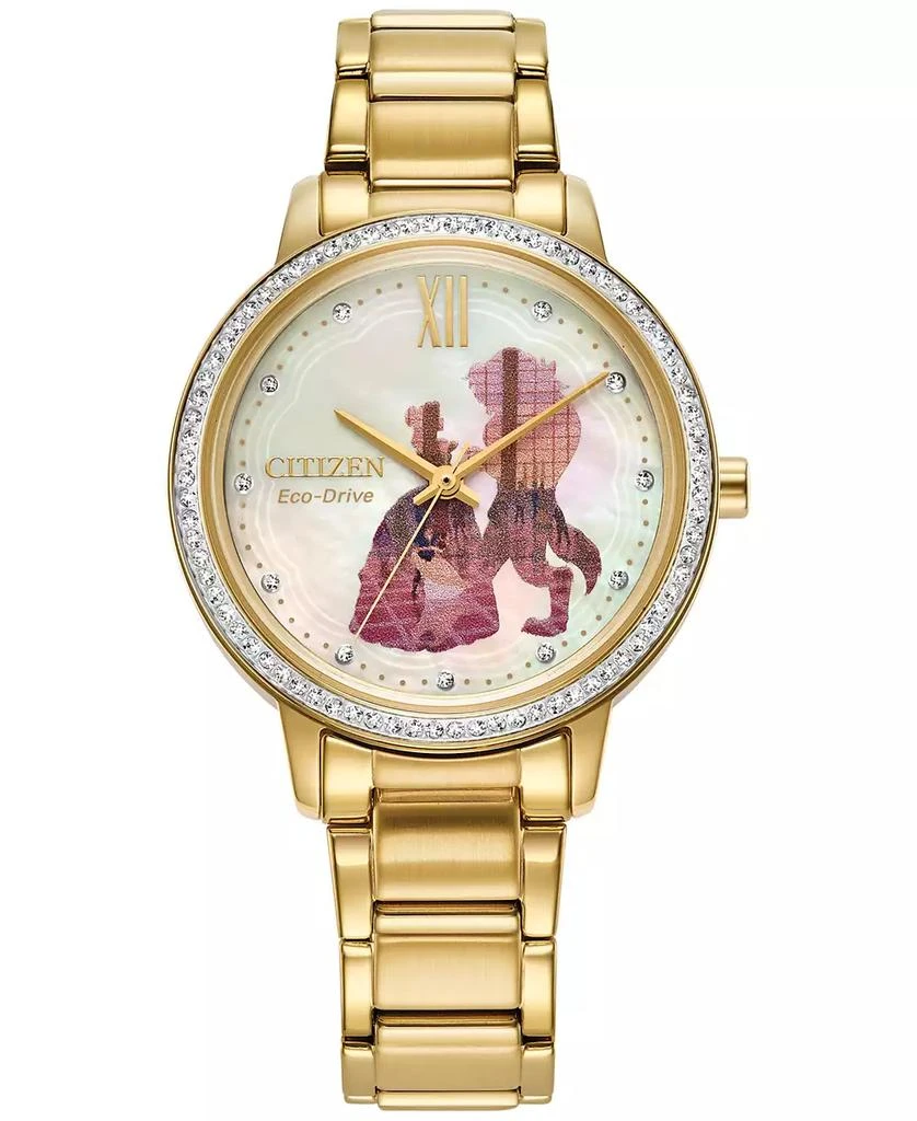 商品Citizen|Eco-Drive Women's Disney Belle and Beast Gold-Tone Stainless Steel Bracelet Watch 36mm Gift Set,价格¥2718,第1张图片