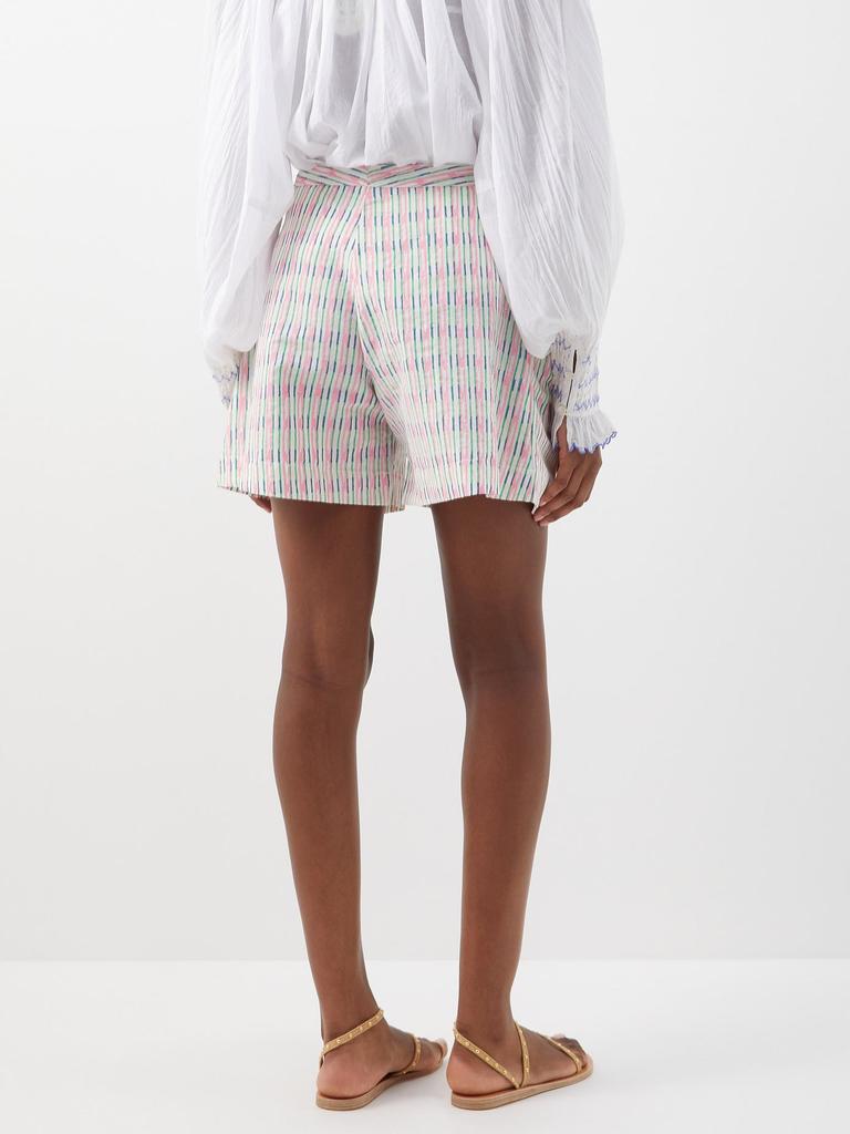 Kenya pleated geometric-print cotton-lawn shorts商品第5张图片规格展示